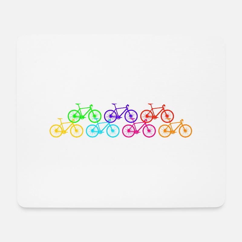 farbenfrohe Fahrräder in Regenbogen Farben - Mousepad (Querformat) - Weiß