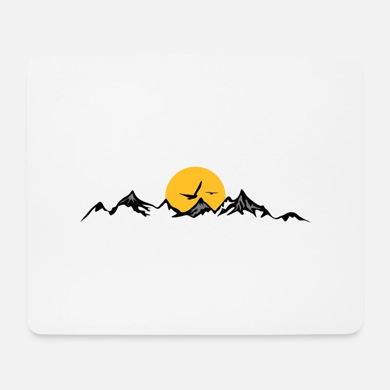 BERGE Gebirge Landschaft Silhouette Panorama - Mousepad (Querformat) - Weiß