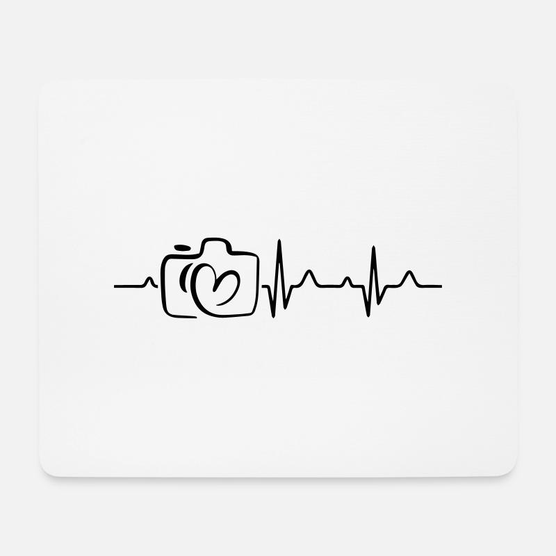 Heart Beat Camera - Mousepad (Querformat) - Weiß