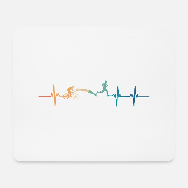 Triathlon-Herzschlag - Mousepad (Querformat) - Weiß