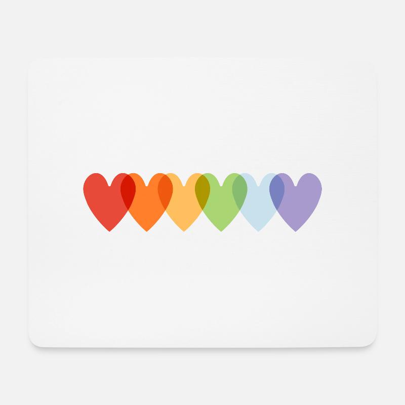 Rainbow Hearts Pride - Mousepad (Querformat) - Weiß