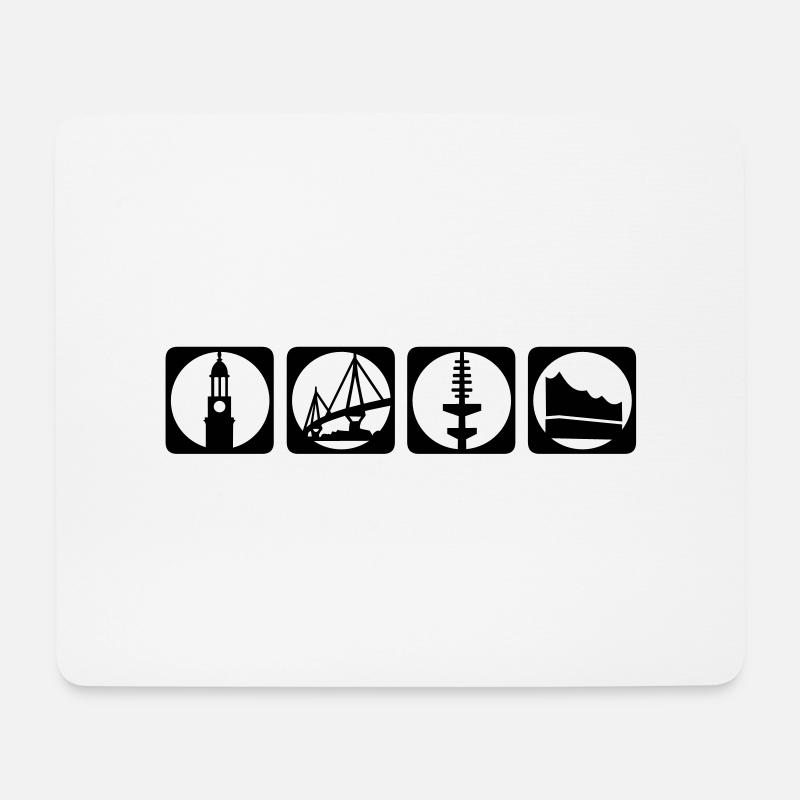 hamburg piktogramm - Mousepad (Querformat) - Weiß
