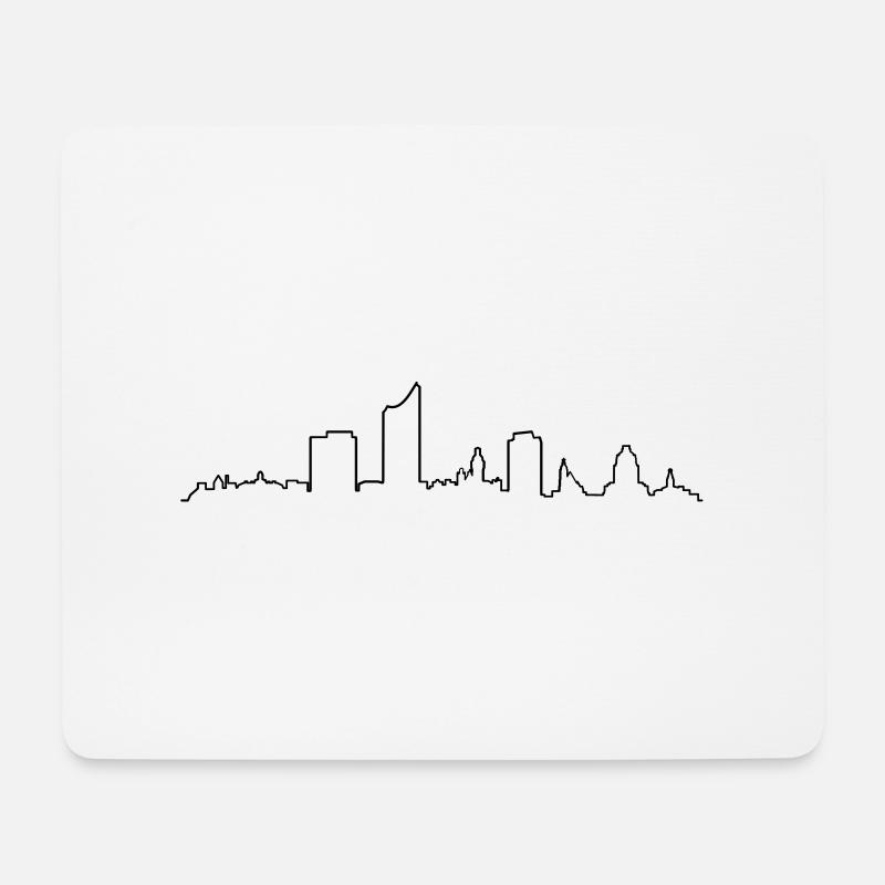 Skyline Leipzig Linie - Mousepad (Querformat) - Weiß
