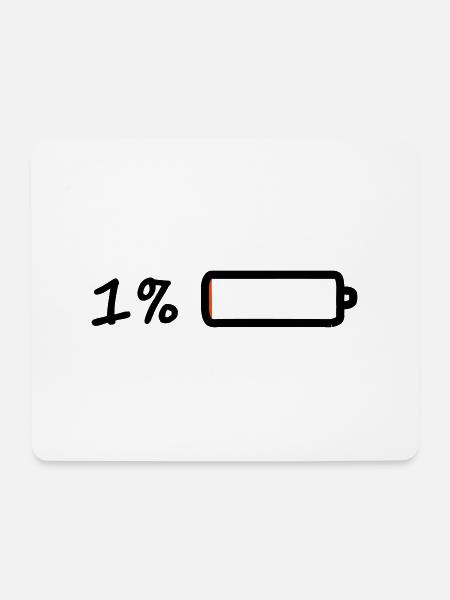 1% battery - Mouse Pad (horizontal) - white