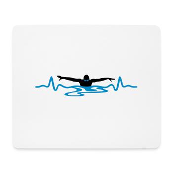 Schwimmer und Herzschag, schwimmen - Mousepad (Querformat) - Weiß - Vorne
