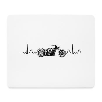 Ecg Heartbeat Graphic Motorcycle Biker Motorbike R - Mousepad (Querformat) - Weiß - Vorne