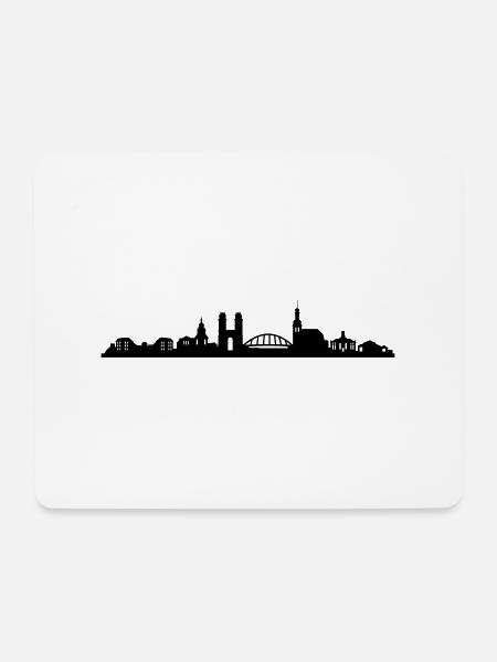 Skyline Saarbrücken Silhouette - Mousepad (Querformat) - Weiß