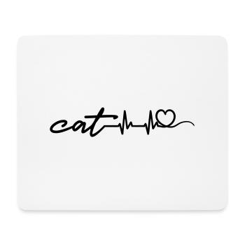 Coeur de battement de cœur avec lettrage de chat - Tapis de souris (format paysage) - blanc - Devant