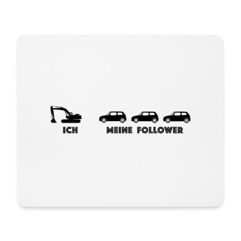 Ich und meine Follower | Bagger, Baustelle - Mousepad (Querformat) - Weiß - Vorne