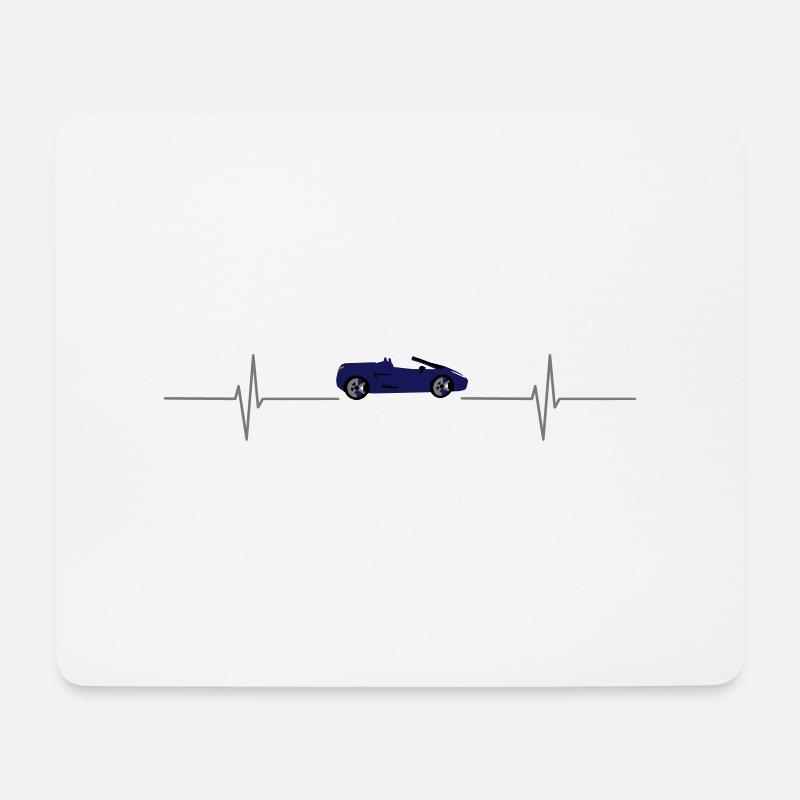 Auto Cabrio EKG Herzschlag Puls Geschenk Idee - Mousepad (Querformat) - Weiß