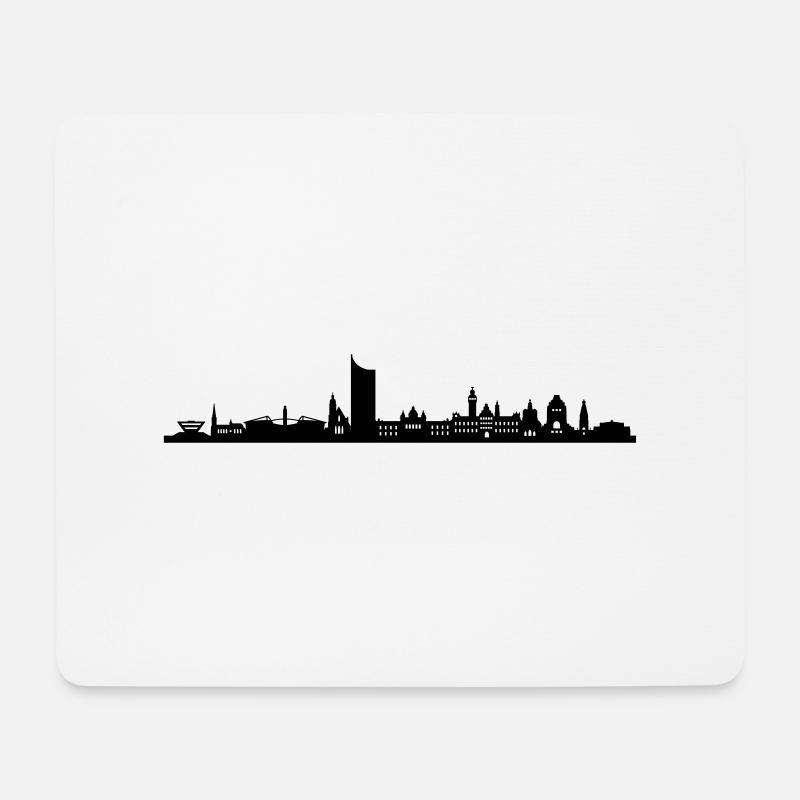 Skyline Leipzig - Mousepad (Querformat) - Weiß