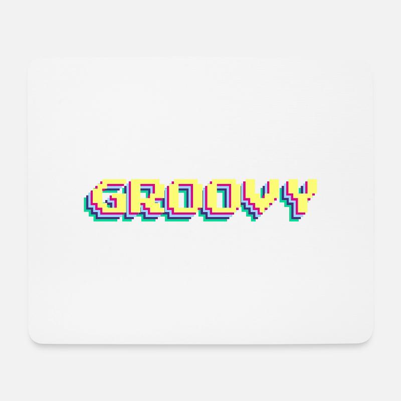 Groovy Funky Yeah 90er Design Buntes Wort 3D Pixel - Mousepad (Querformat) - Weiß