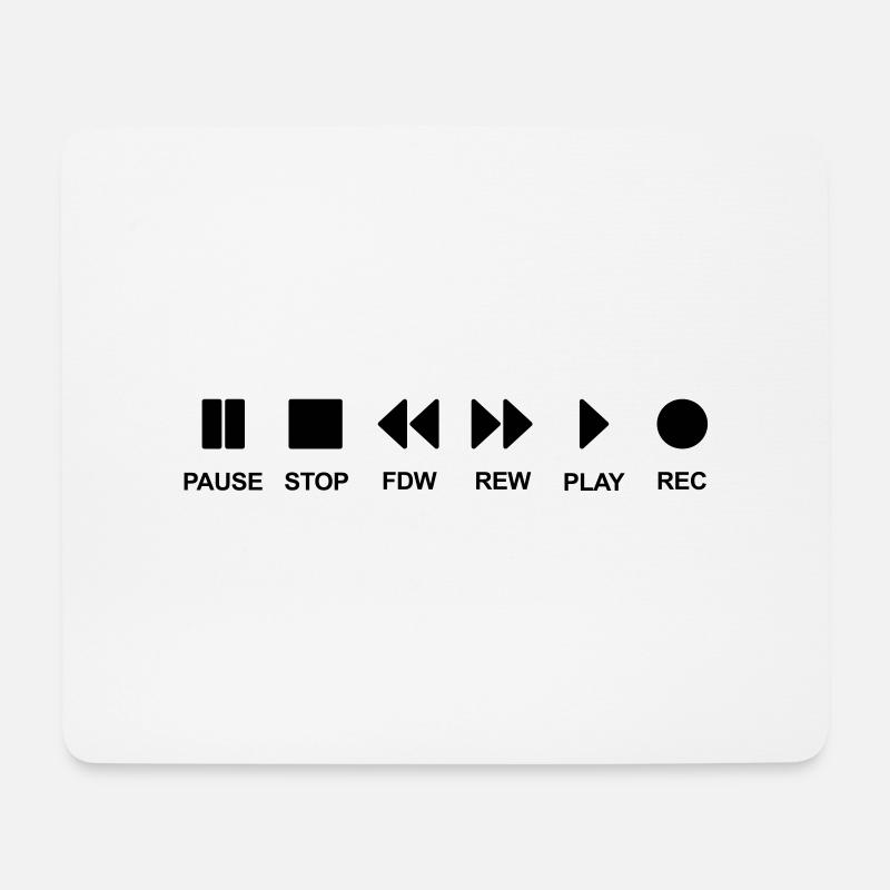 Cassette musik music play stop pause Black cd - Mousepad (Querformat) - Weiß