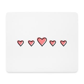 Herzchen in einer Reihe - Mousepad (Querformat) - Weiß - Vorne