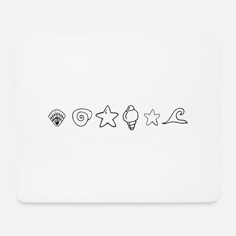 Meer, Muschel, Seestern, Welle, Meer - Mousepad (Querformat) - Weiß