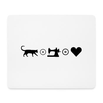 Katze und Nähen ist Liebe, macht glücklich - Mousepad (Querformat) - Weiß - Vorne
