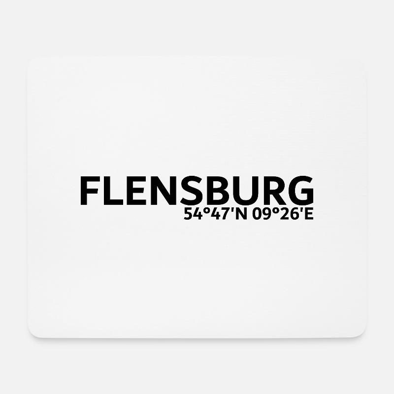 Flensburg Koordinaten - Mousepad (Querformat) - Weiß