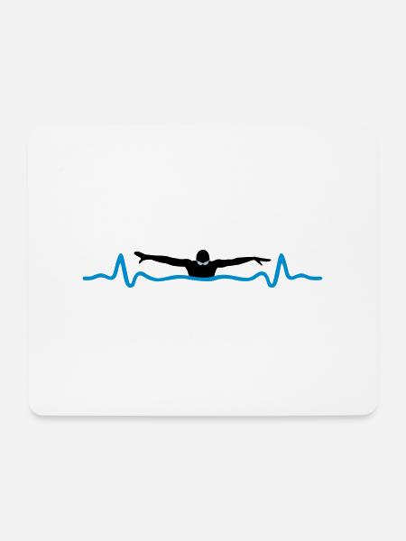 Schwimmen und Herzschlag - Mousepad (Querformat) - Weiß