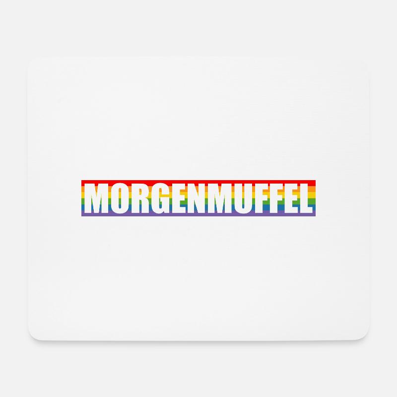 Morgenmuffel regenbogen Silhouette - Mousepad (Querformat) - Weiß