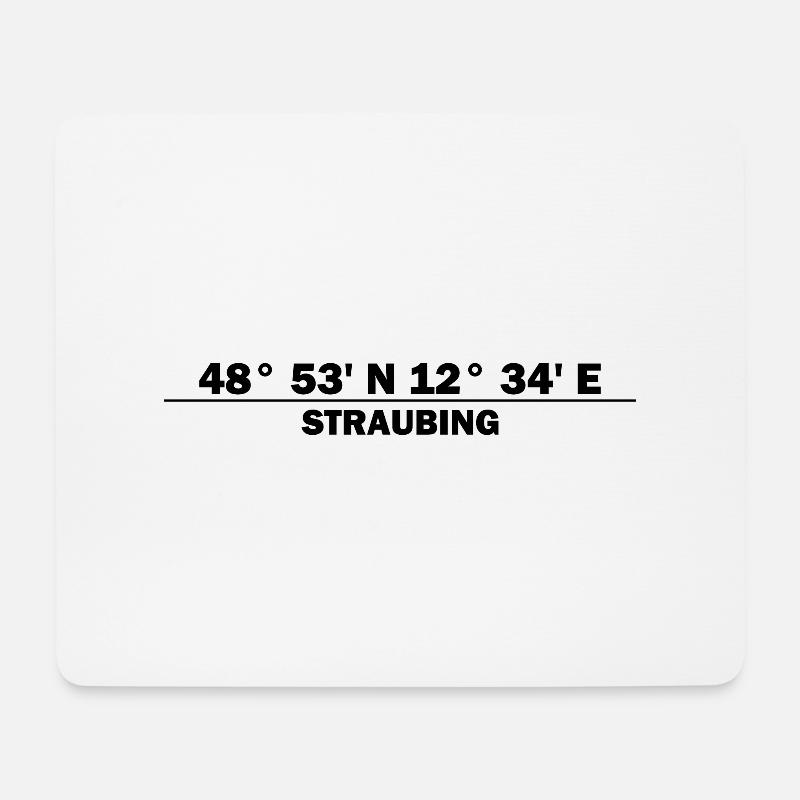 Straubing Koordinaten - Mousepad (Querformat) - Weiß