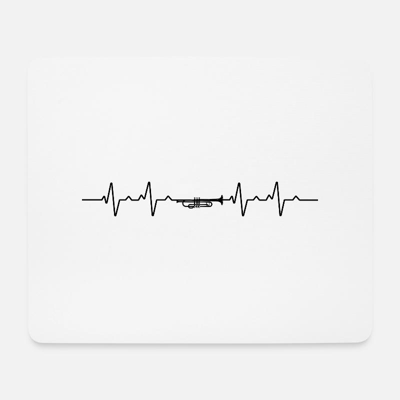 Trompete Herzschlag Trompete Geschenk - Mousepad (Querformat) - Weiß