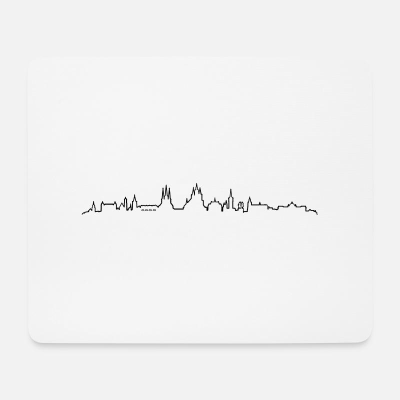 Skyline - Erfurt - Mousepad (Querformat) - Weiß