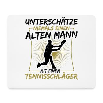 Unterschätze niemals einen alten Mann.. Tennis - Mousepad (Querformat) - Weiß - Vorne