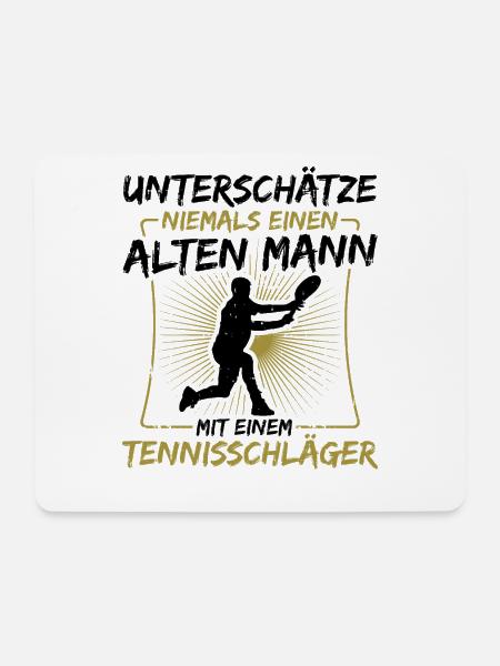 Unterschätze niemals einen alten Mann.. Tennis - Mousepad (Querformat) - Weiß