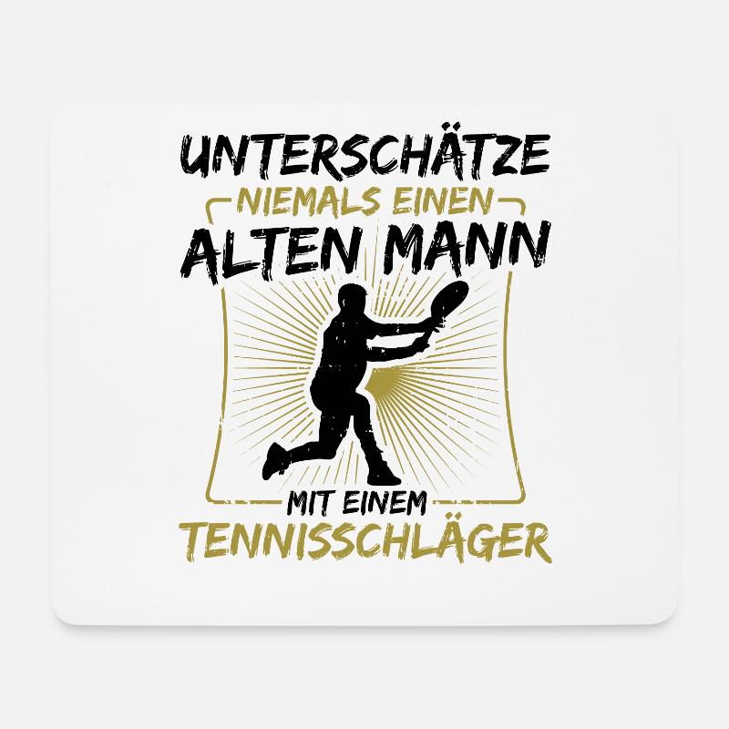 Unterschätze niemals einen alten Mann.. Tennis - Mousepad (Querformat) - Weiß