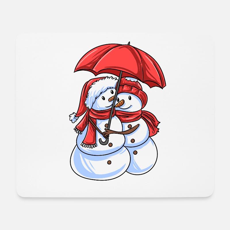Schneemann Liebe - Mousepad (Querformat) - Weiß