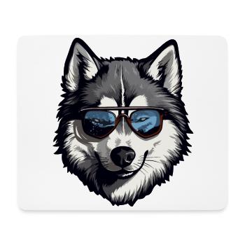 Husky mit Sonnenbrille - Mousepad (Querformat) - Weiß - Vorne