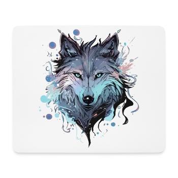 Loup loup tête mystique Nature sauvage sauvage Art - Tapis de souris (format paysage) - blanc - Devant