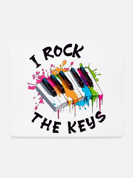 Music Piano "I Rock the Keys" Splash of Color - Mouse Pad (horizontal) - white