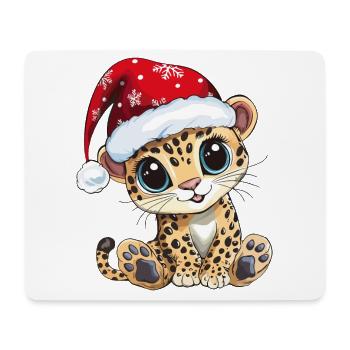 Léopard Noël Mignon Noël mignon - Tapis de souris (format paysage) - blanc - Devant