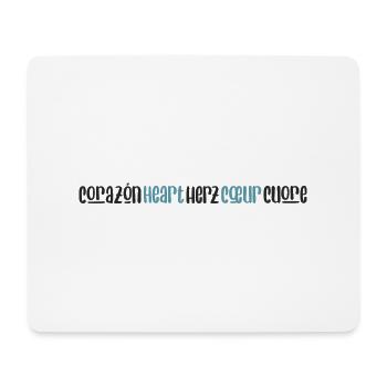 « Heart » - lettrage en 5 langues (bicolore) - Tapis de souris (format paysage) - blanc - Devant