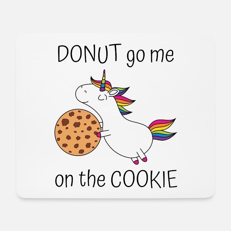 Einhorn Spruch Donut Go Me On The Cookie mit Keks - Mousepad (Querformat) - Weiß