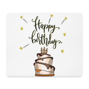 happy birthday kuchen torte geschenk gratulation - Mousepad (Querformat) - Weiß - Vorne