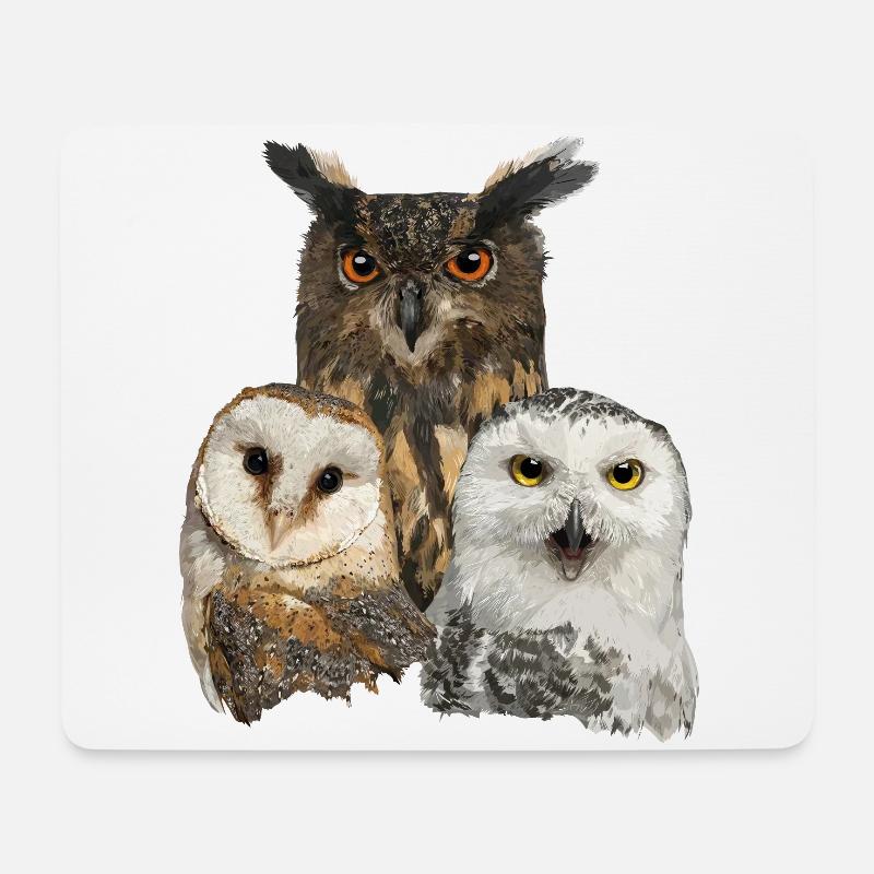 Eulen - Mousepad (Querformat) - Weiß