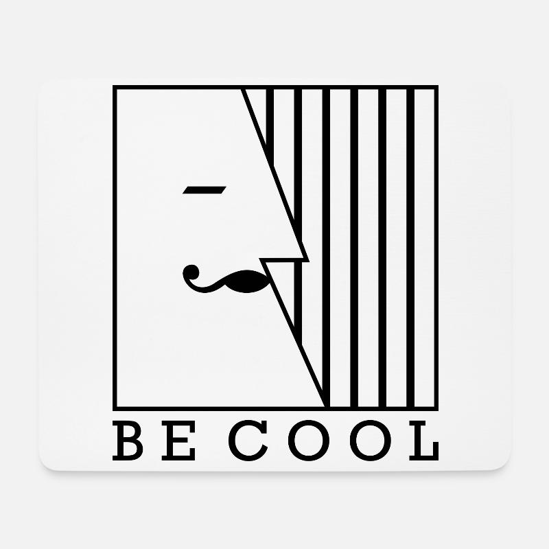 BE COOL - Vintage Mustache Face 1 - Mousepad (Querformat) - Weiß