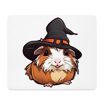 Joli cochon d’Inde d’Halloween avec chapeau de sorcière. - Tapis de souris (format paysage) - blanc - Devant