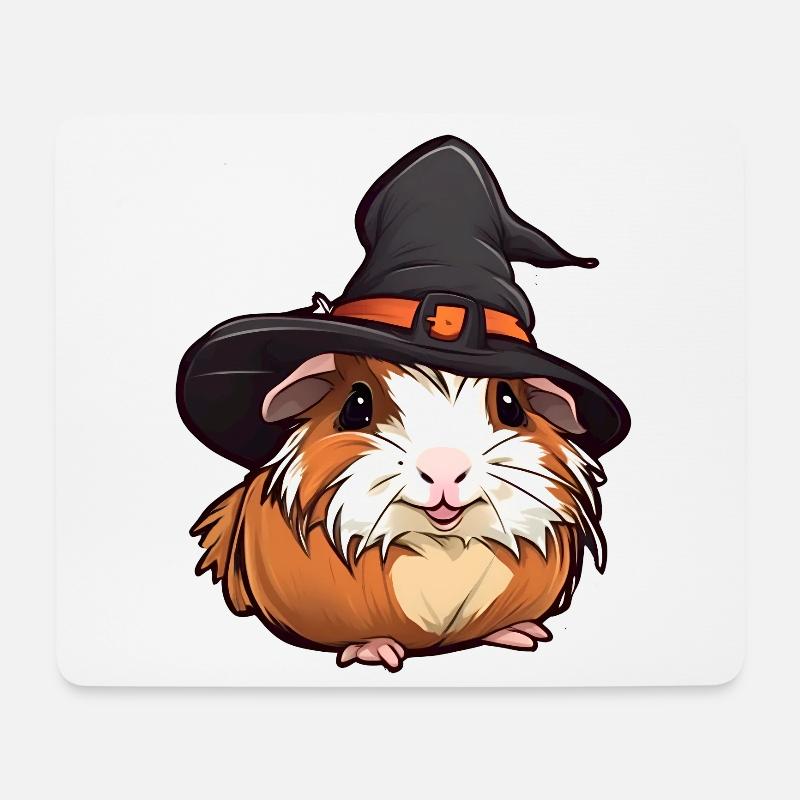Niedliches Halloween Meerschweinchen mit Hexenhut. - Mousepad (Querformat) - Weiß