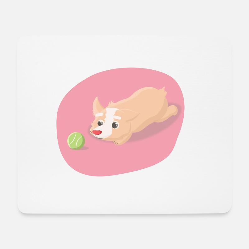 Hund mit Spielball - Mousepad (Querformat) - Weiß