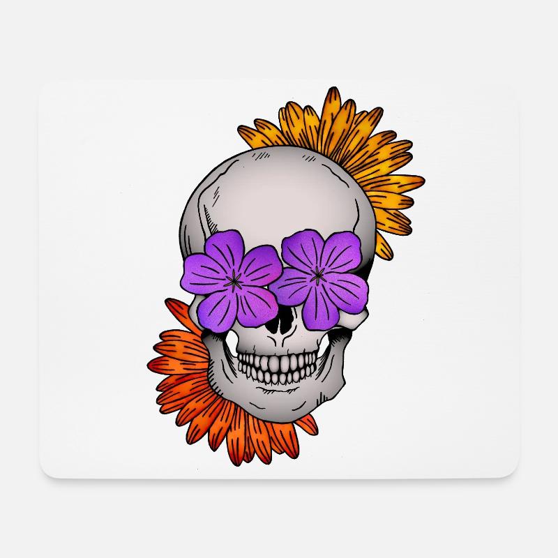 Flower Skull I - Mousepad (Querformat) - Weiß
