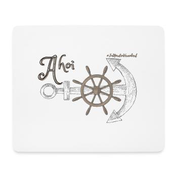 Ahoi mit Anker und Steuerrad - ImNordenVerankert - Mousepad (Querformat) - Weiß - Vorne