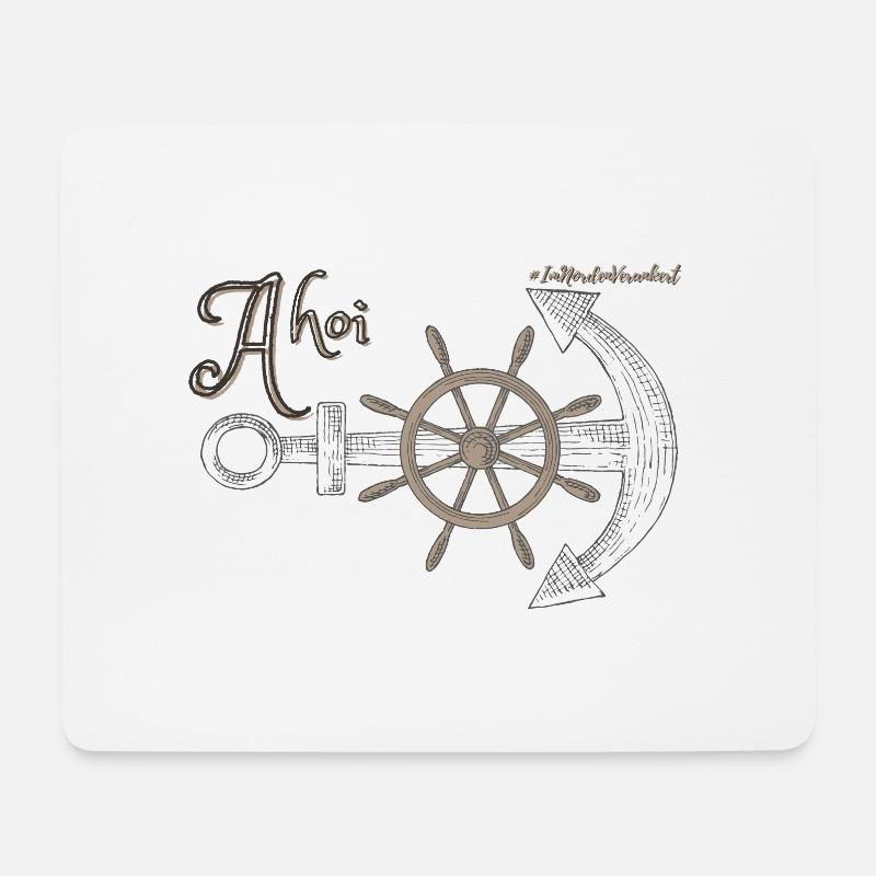 Ahoi mit Anker und Steuerrad - ImNordenVerankert - Mousepad (Querformat) - Weiß