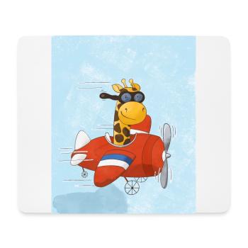 Giraffe Pilot rotes Flugzeug Flieger Kinder Motive - Mousepad (Querformat) - Weiß - Vorne