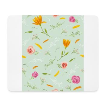 Schönes Muster mit Blumen - Mousepad (Querformat) - Weiß - Vorne