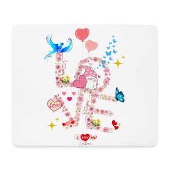 Floral Saint valentin I LOVE you - Tapis de souris (format paysage) - blanc - Devant