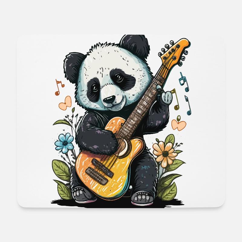 Rockin Panda - Mousepad (Querformat) - Weiß