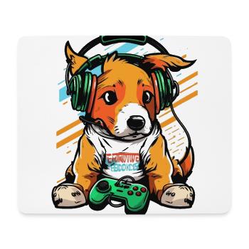 Gamers Hund - Mousepad (Querformat) - Weiß - Vorne